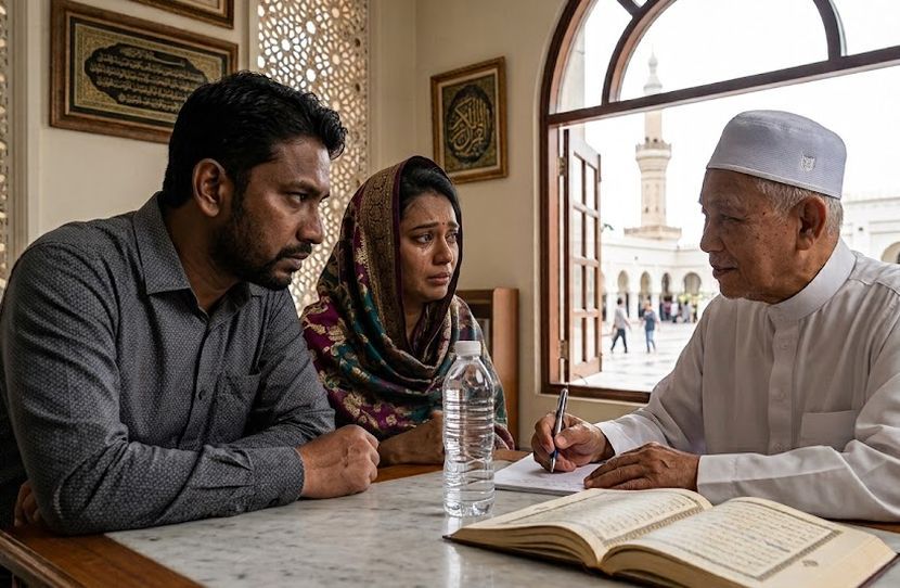 Mereka mendapatkan bantuan seorang ustaz bagi membantu menangani gangguan yang berlaku. -Gambar hiasan AI