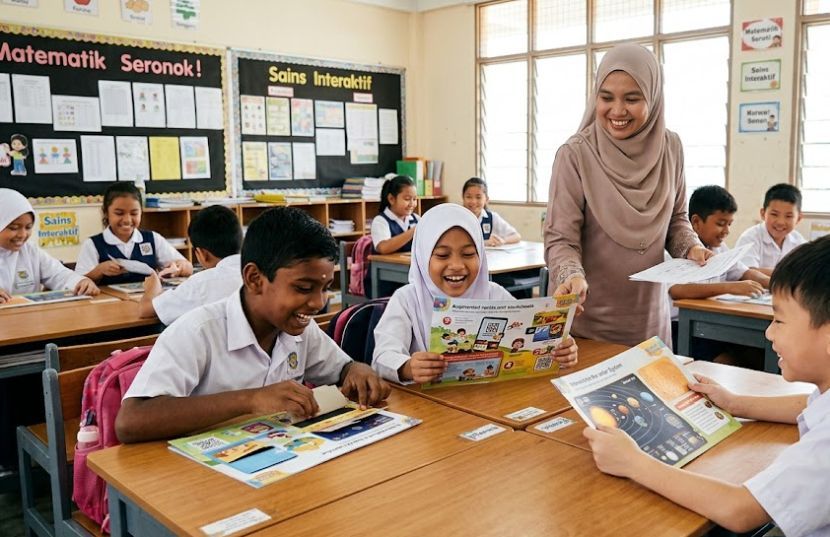Bahan pembelajaran yang lebih berinteraktif akan membantu menarik fokus murid. -Gambar hiasan AI