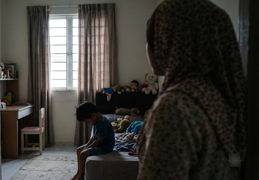 Jeritan dan pekikan akan menyebabkan si kecil berubah sikap termasuk menjadi pendiam. -Gambar hiasan AI