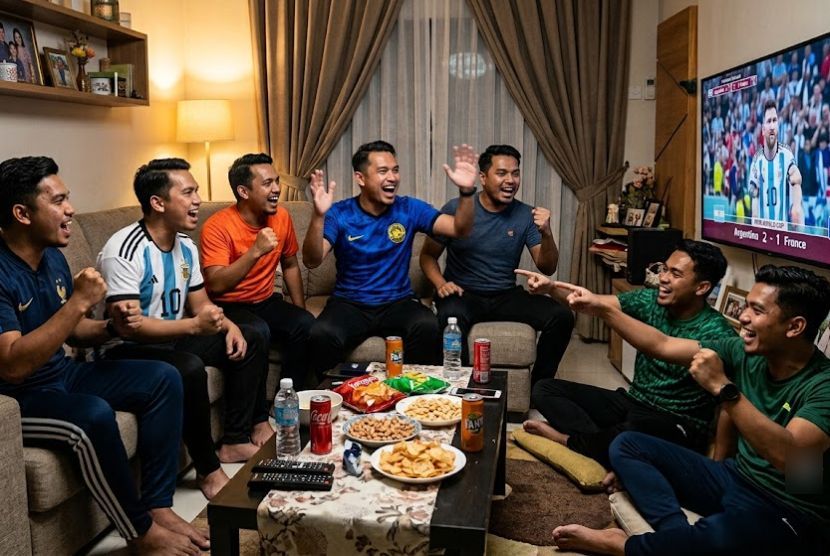 Menyokong pasukan kegemaran merupakan perkara biasa bagi peminat bola sepak. -Gambar hiasan AI