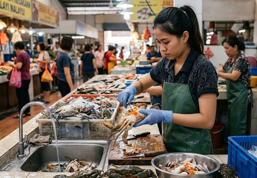 Kebanyakan pengguna gemar membeli ketam yang sudah disiang. -Gambar hiasan AI