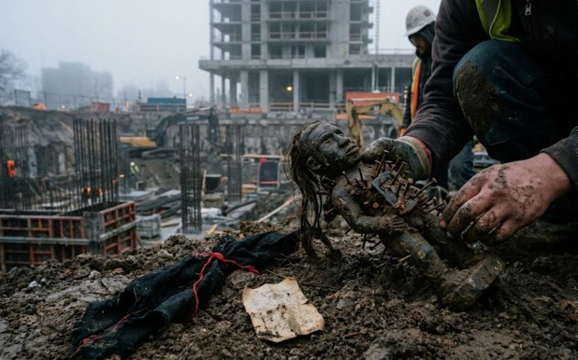 Patung yang dicucuk paku biasanya ditanam bagi tujuan sihir atau niat tertentu. -Gambar hiasan AI