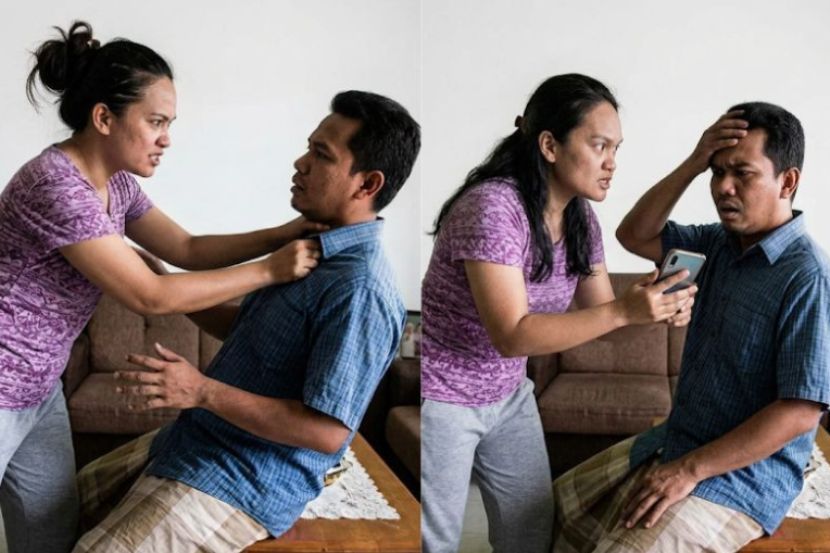 Pergaduhan fizikal dan kata-kata makian tidak wajar dalam rumah tangga. -Gambar hiasan AI