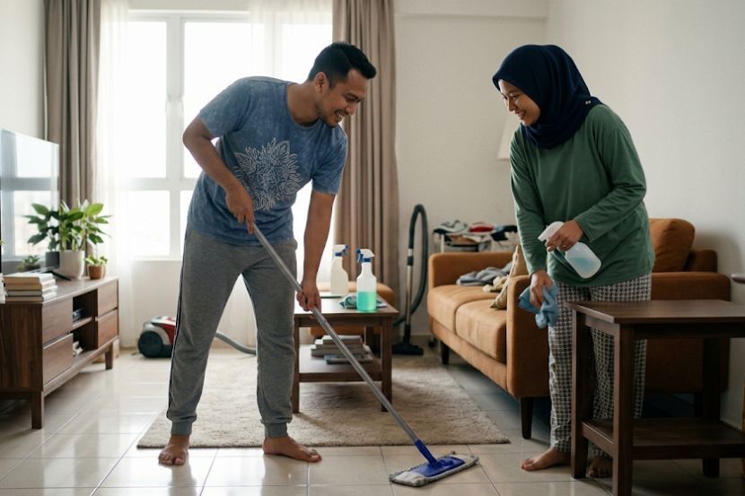Suami isteri perlu saling bekerjasama demi keharmonian rumah tangga. -Gambar hiasan AI