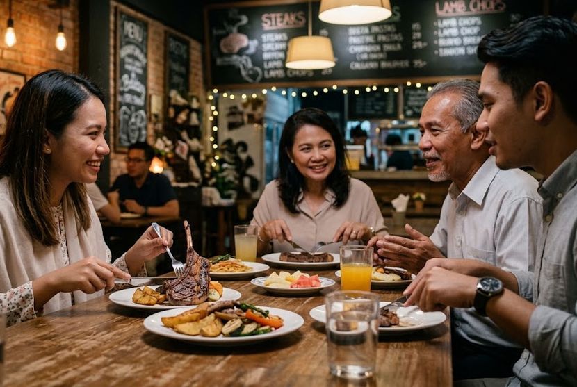 Hidangan kambing antara makanan popular di restoranberkonsepkan Barat. -Gambar hiasan AI