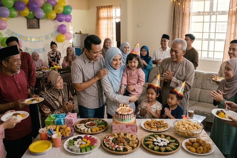 Sambutan hari lahir akan meriah dengan kehadiran sanak saudara. -Gambar hiasan AI