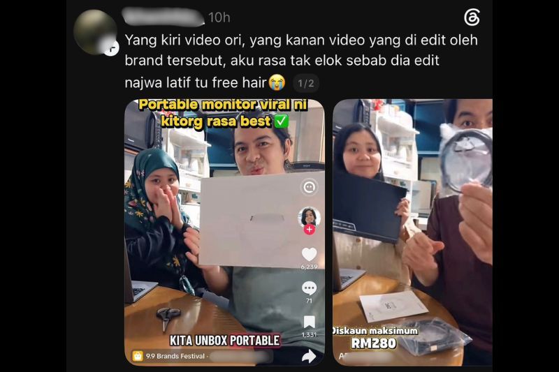 Video AI memaparkan Najwa tidak bertudung tersebar di media sosial.