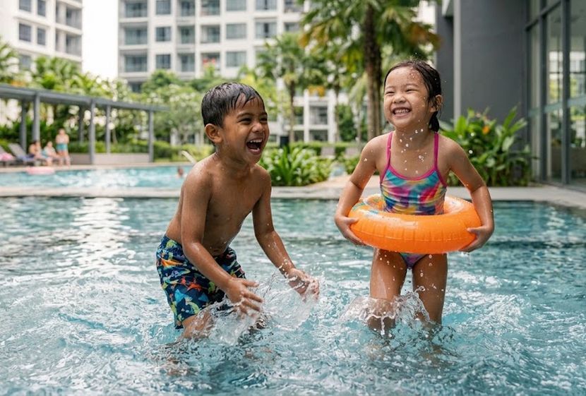 Kanak-kanak pasti teruja apabila berpeluang mandi di kolam renang. -Gambar hiasan AI