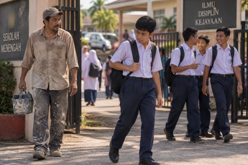 Kemiskinan menyebabkan ada sebahagian anak malu dengan keluarga mereka. -Gambar hiasan AI