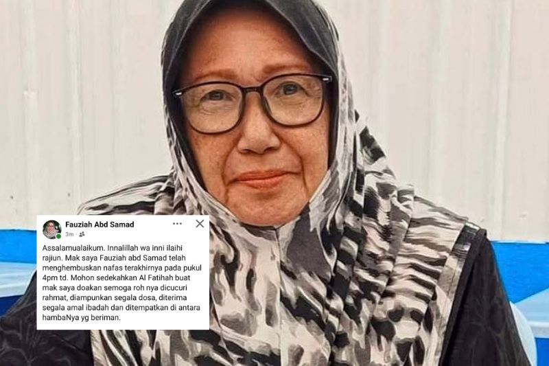 Berita pemergian Fauziah di kongsi oleh anaknya menerusi Facebook.