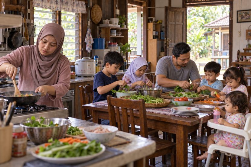 Isteri melakukan tanggungjawab sebagai suri rumah selepas waktu bekerja. -Gambar hiasan AI