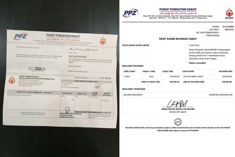 Jep berkongsi bukti pembayaran zakat perniagaan dari tahun 2016 hingga 2025.