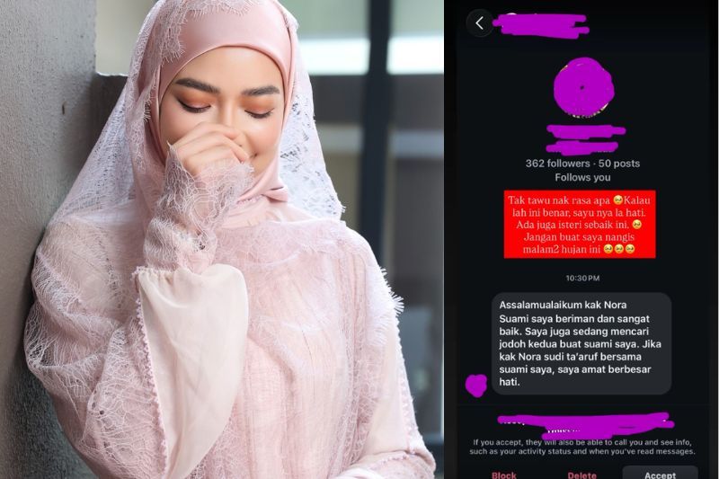 Nora berkongsi mesej wanita yang melamarnya sebagai madu.