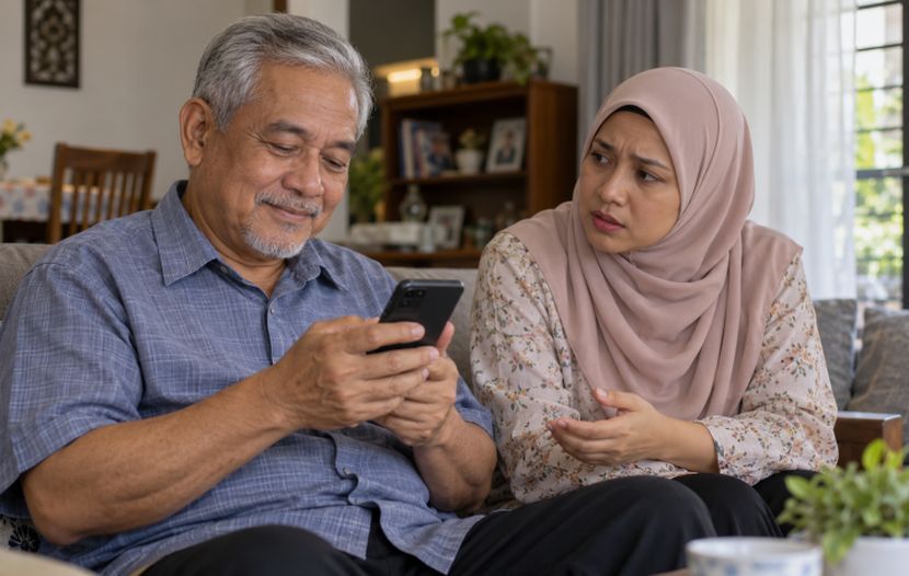 Setiap anak pasti akan berasa bimbang apabila mengetahui ayahnya ditipu. -Gambar hiasan AI